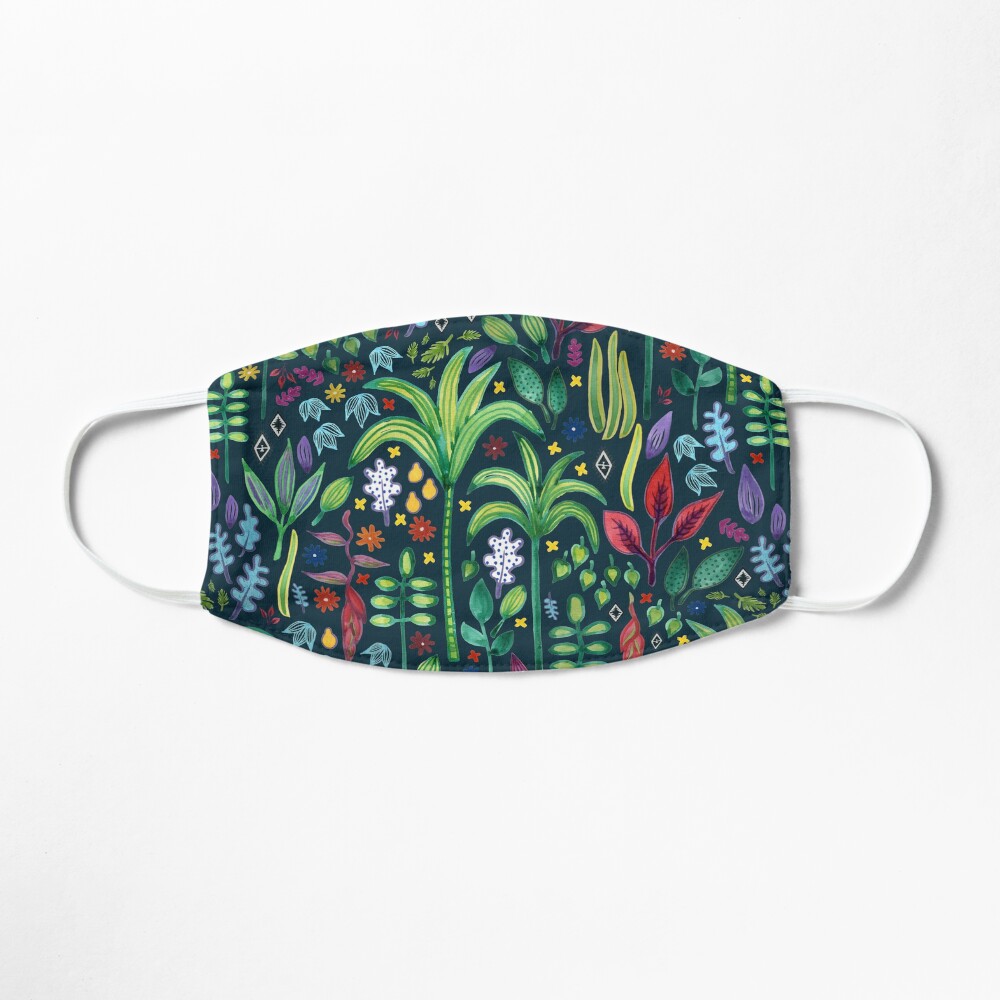 Jungle Flora - watercolour pattern by Cecca Designs Mask