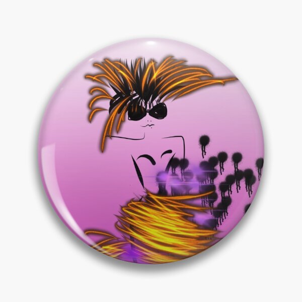 Item preview, Fashion model illustration in gold and violet, pink gradient background  designed and sold by PetaJaneDesigns.