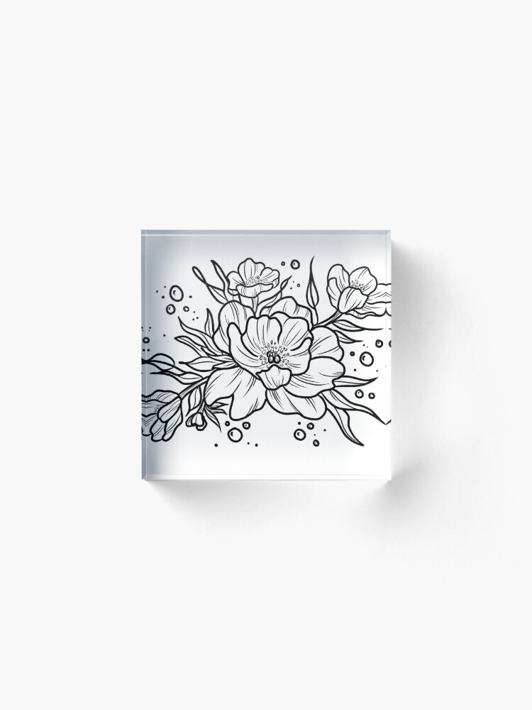 Alternate view of Peonies and Bubbles Acrylic Block