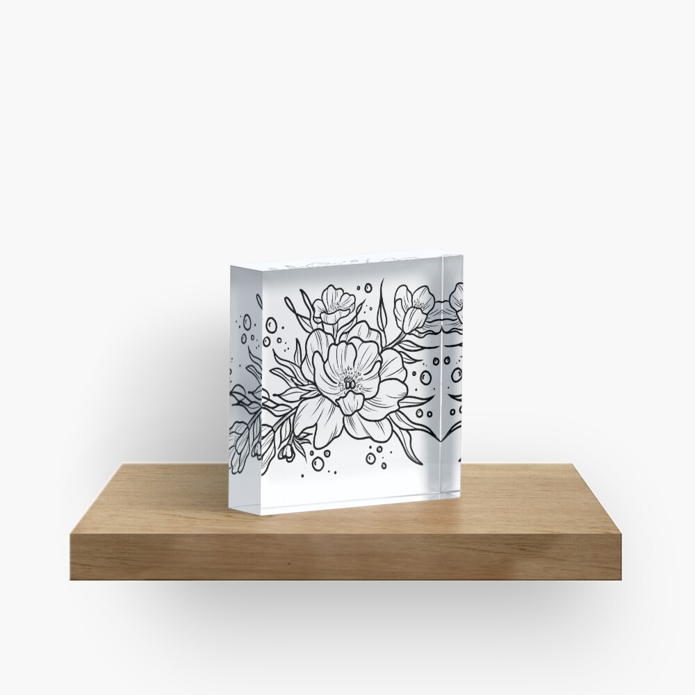 Peonies and Bubbles Acrylic Block