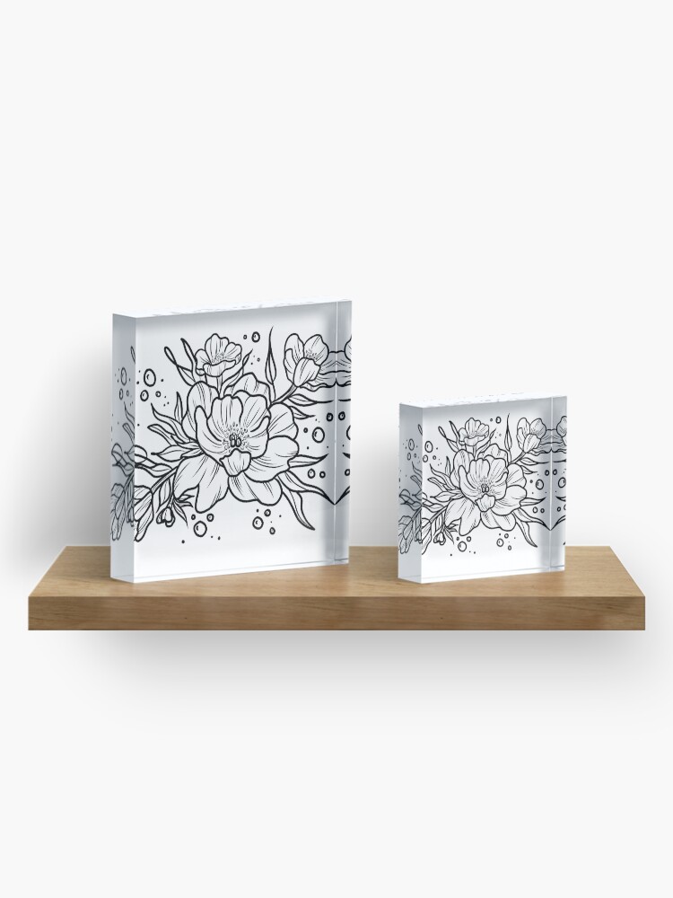 Alternate view of Peonies and Bubbles Acrylic Block
