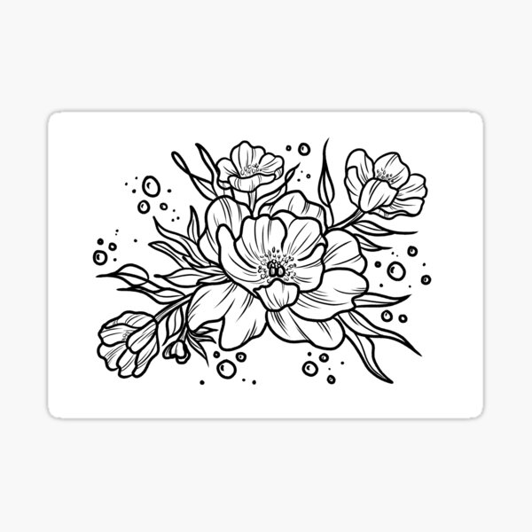 Peonies and Bubbles Sticker