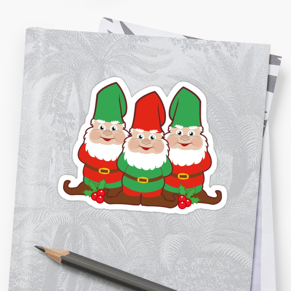 &quot;Cute Christmas Gnomes&quot; Sticker by ironydesigns | Redbubble