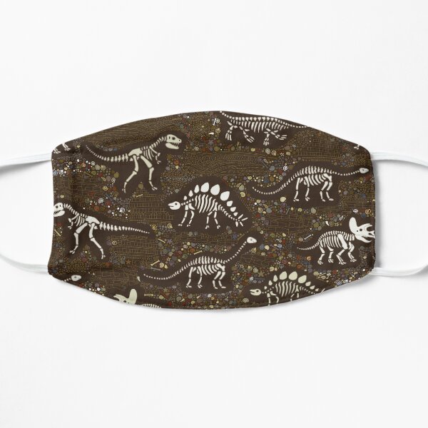 Dinosaur Fossils - cream on brown - Fun graphic pattern by Cecca Designs Mask