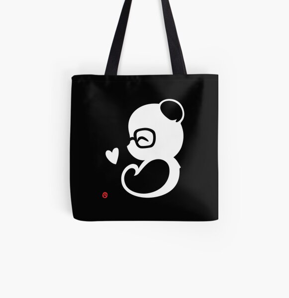 Panda Silhouette Portrait All Over Print Tote Bag
