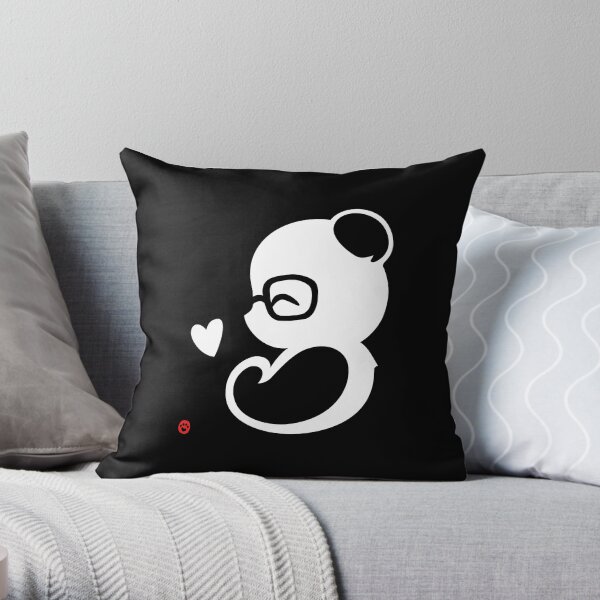 Panda Silhouette Portrait Throw Pillow