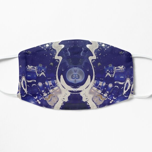 "Wobbly Moment" Blue and White Geometric/Lyrical Abstract Art Galaxy - Jenny Meehan Mask