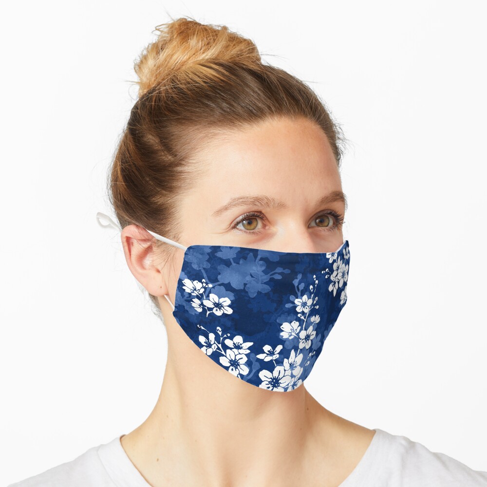 Sakura blossom in deep blue Mask
