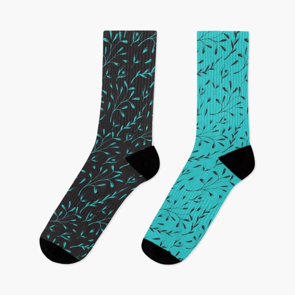 Item preview, Two-Tone Turquoise Black Leafy Vine Floral designed and sold by wasootch.