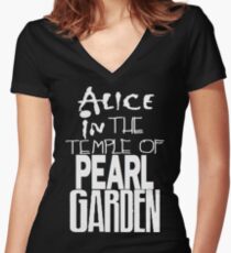 " Alice in The Temple Of Pearl Garden" Women's Fitted V-Neck T-Shirt