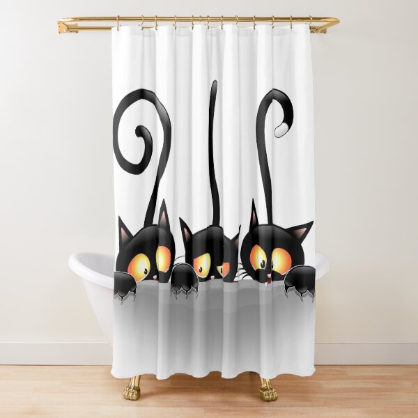 Three Naughty Playful Kitties Shower Curtain