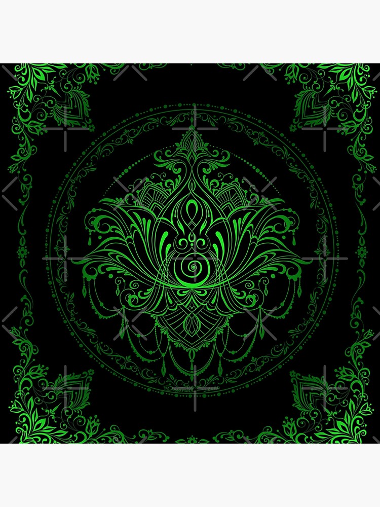 Thumbnail 3 of 3, Throw Pillow, Lotus Goddess in Electric Green designed and sold by dreamie09.