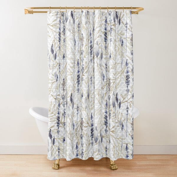 Item preview, Blue Antique Gold White Abstract Watercolor Floral designed and sold by wasootch.