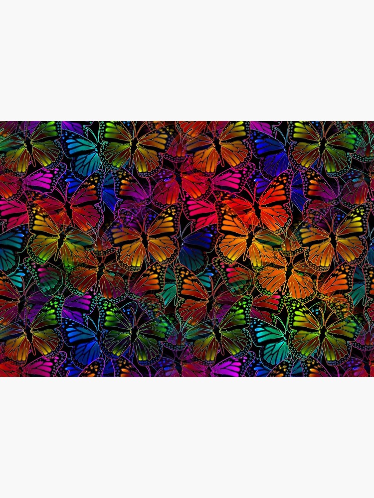 Rainbow Colorful Monarch Butterfly Collage Pattern by RootSquare