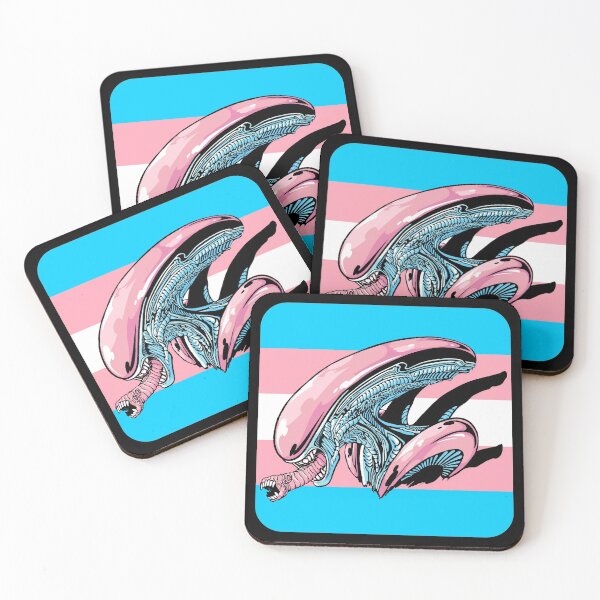 Transgender Pride Xenomorph Coasters (Set of 4)