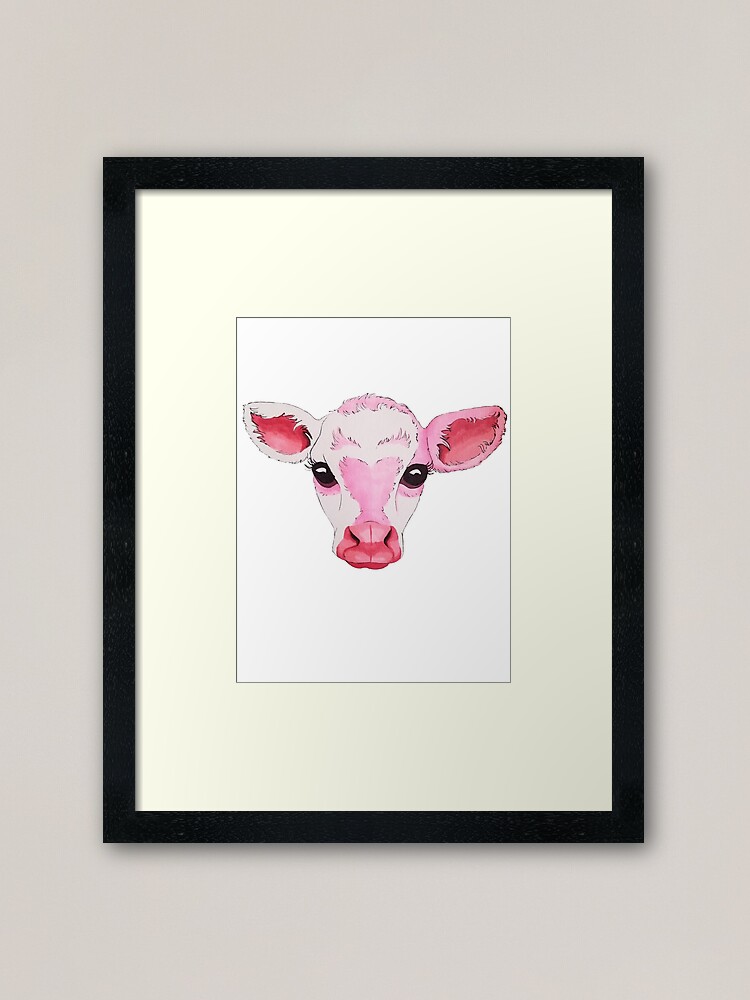 sweet lil strawberry cow | Framed Art Print