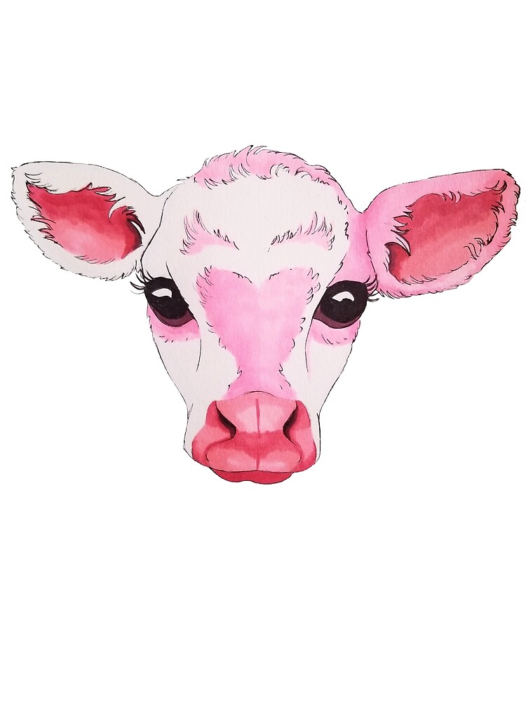 Strawberry Cow Cute Pink Cow Trend Kawaii Otaku Art Print