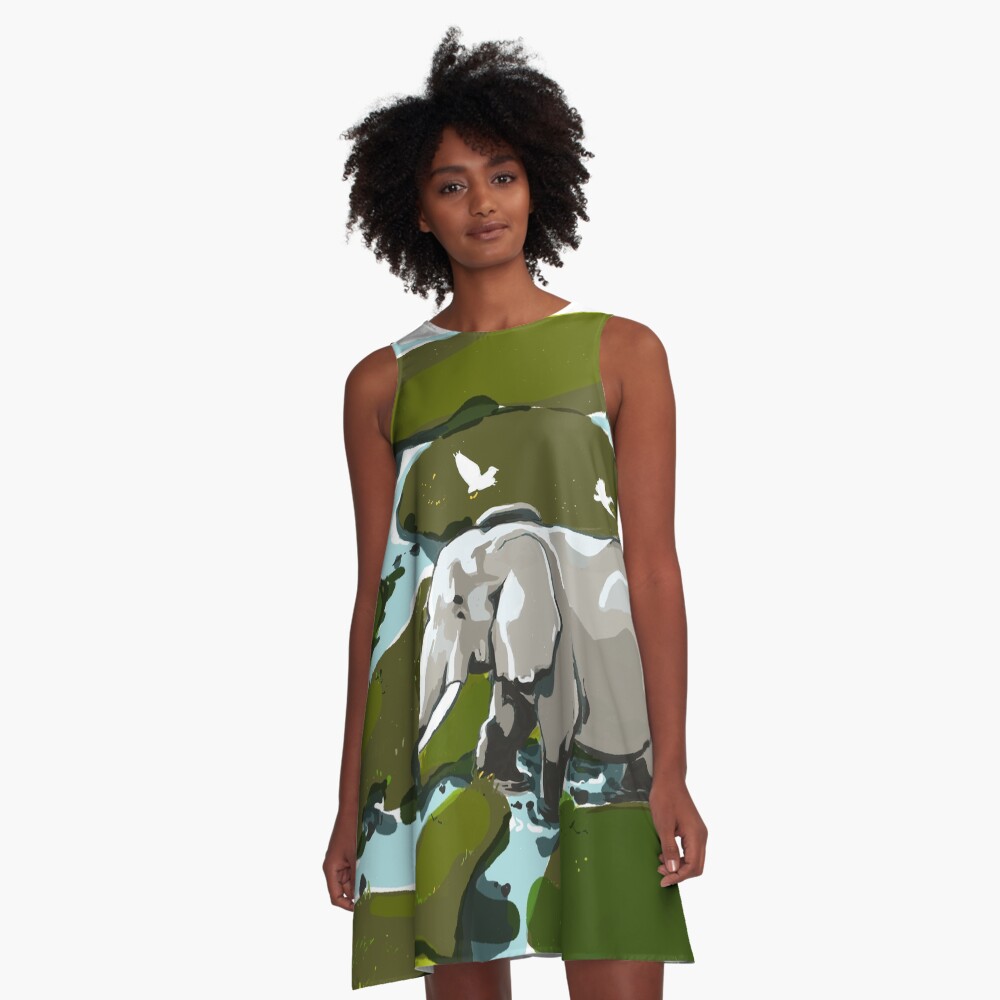 Vista previa del artículo con la obra «Vestido acampanado», diseñado y vendido por CovoStudio.