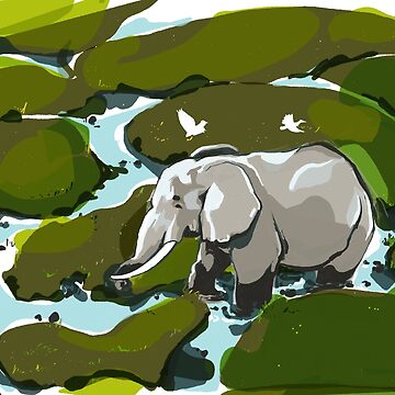 Imagen de la obra Dibujo de elefante | África Animales salvajes | Gran Cinco de Covo Studio