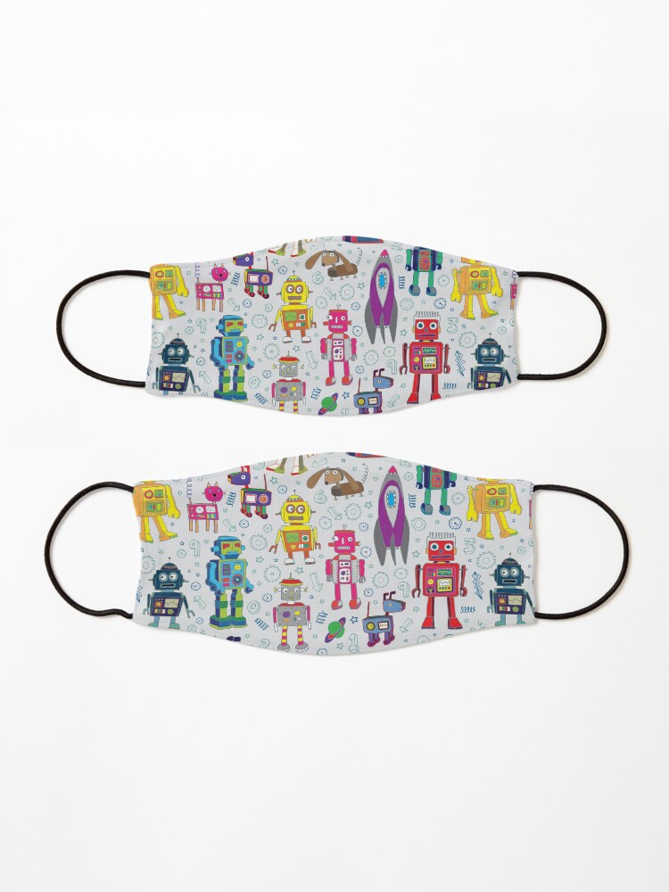 Alternate view of Robots in Space - grey - fun Robot pattern by Cecca Designs Mask