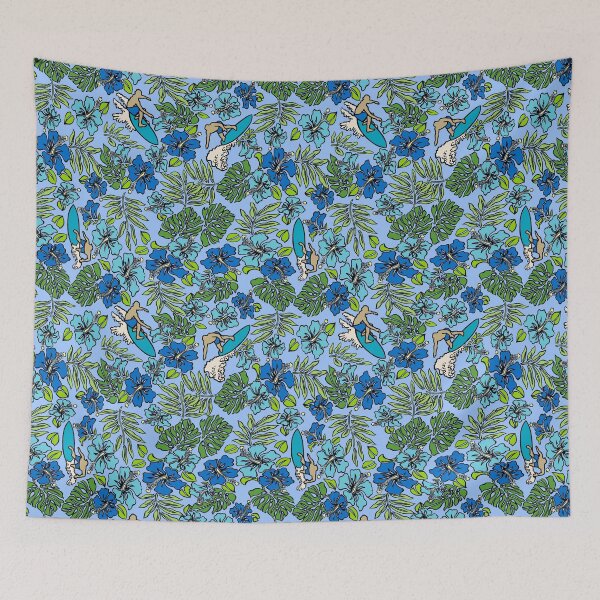 Item preview, Surf Pareau Hawaiian Hibiscus Surfing - Blue and Turquoise designed and sold by DriveIndustries.