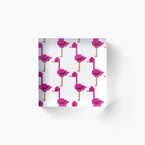 Flamingo pattern - pixel art Acrylic Block
