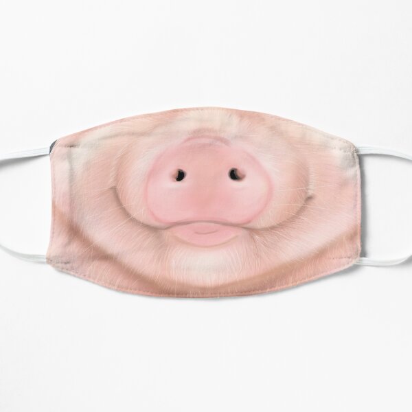 Close up of a pig- cute piglet Flat Mask