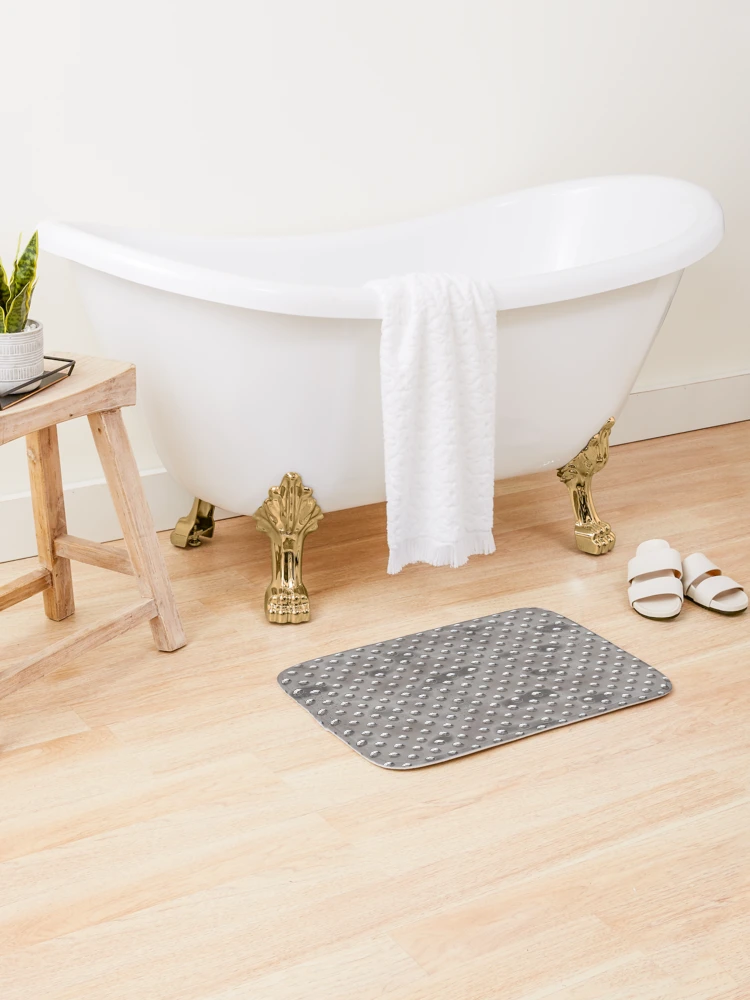 Aperçu 2 sur 6. Tapis de bain avec l'œuvre Plaque Rivet - Argent [Roufxis-Rb] créée et vendue par RoufXis.