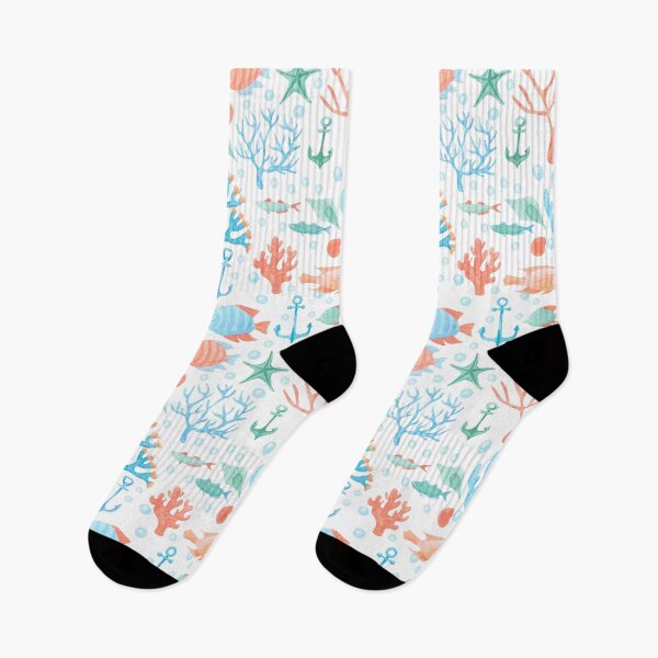 Item preview, Under the sea Coral and Fish Teal and Coral Anchors Fishing designed and sold by YELLOWCITY806.