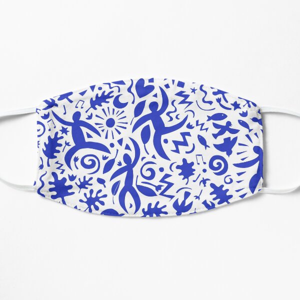 Cuban Salsa - blue on white - contemporary dance pattern by Cecca Designs Flat Mask