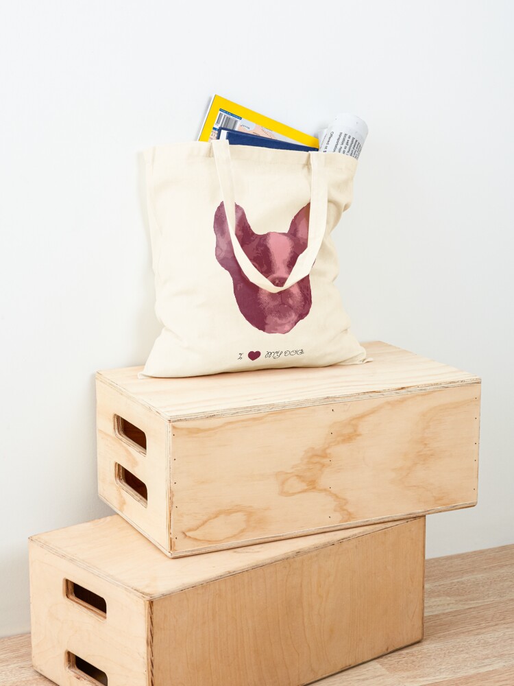 Alternate view of I love my dog - French Bulldog (Pink) Tote Bag