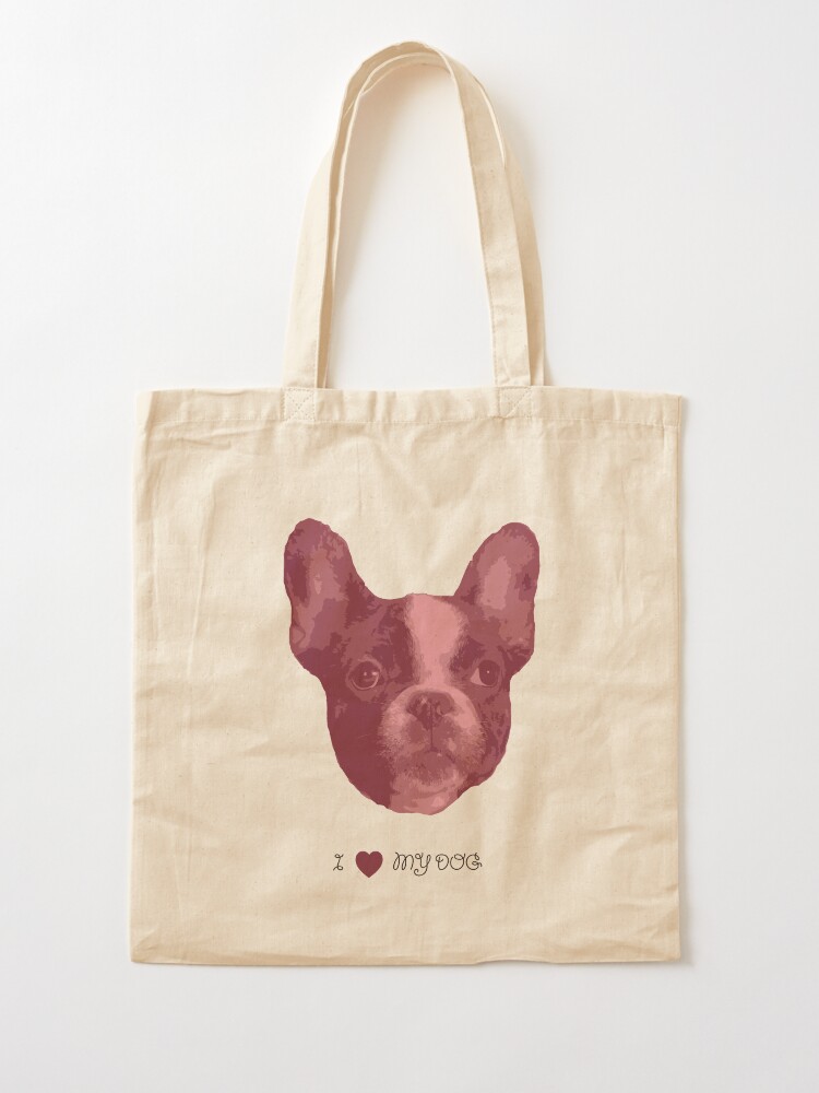 Alternate view of I love my dog - French Bulldog (Pink) Tote Bag