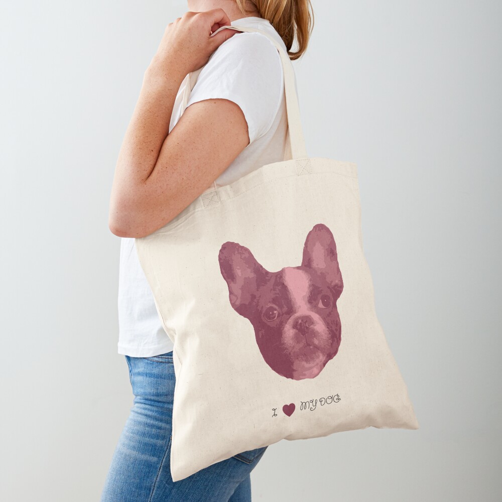 I love my dog - French Bulldog (Pink) Tote Bag