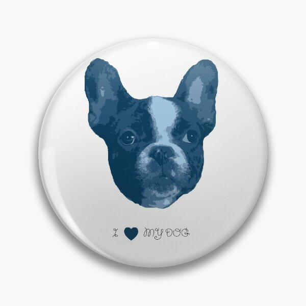 Aperçu de l'œuvre J'aime mon chien - Bouledogue français (bleu) créée et vendue par Printables Passions.