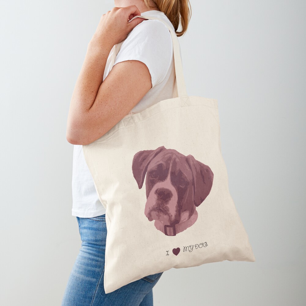I love my dog - Boxer (Pink) Tote Bag