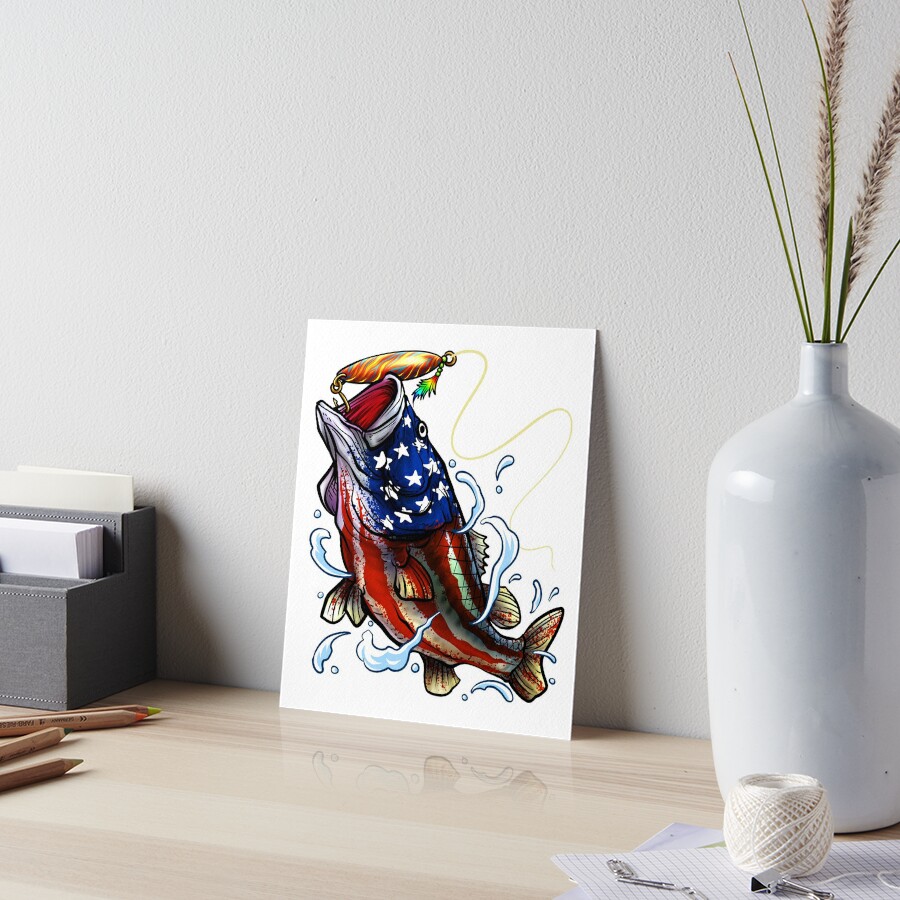 bass fishing american flag 4th of july | Art Board Print