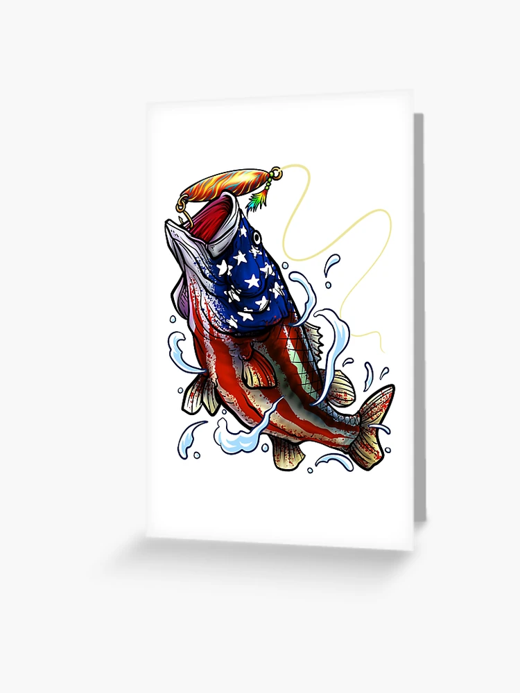 Bass Fishing - American Flag - Fourth Of July Greeting Card for Sale by  Meliafroggy