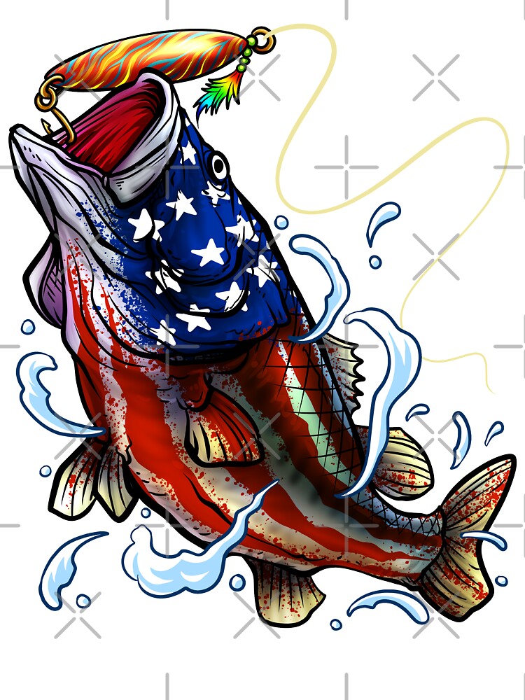 Bass Fishing - American Flag - Fourth Of July Kids T-Shirt for Sale by  Meliafroggy