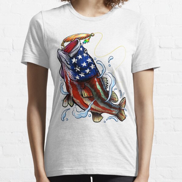 American Flag Bass Fish Merch & Gifts for Sale