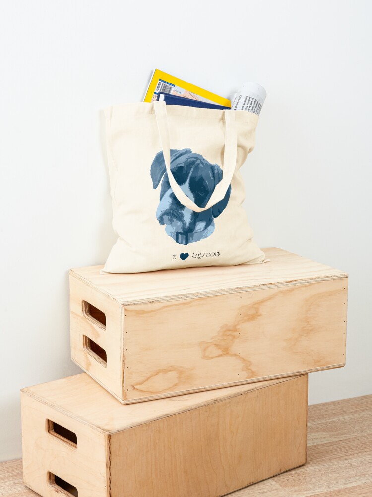 Alternate view of I love my dog - Boxer (Blue) Tote Bag