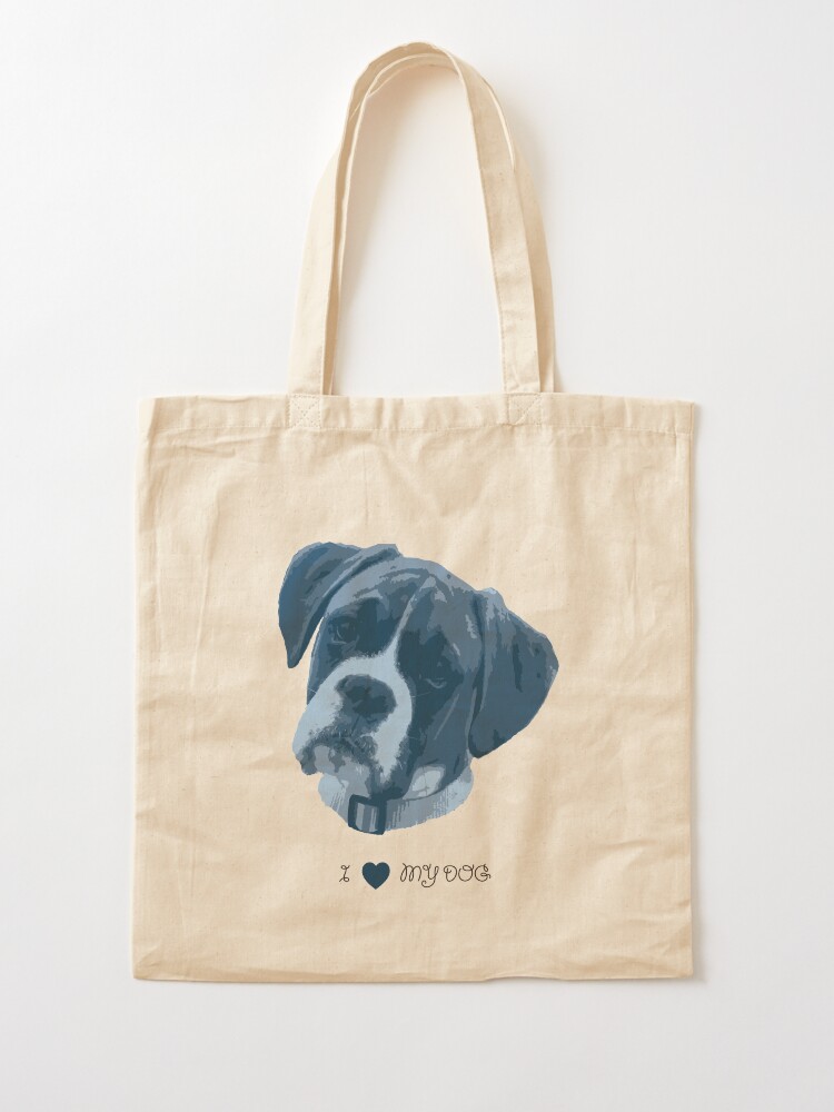 Alternate view of I love my dog - Boxer (Blue) Tote Bag