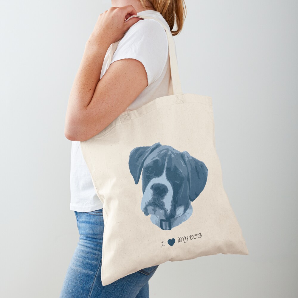 I love my dog - Boxer (Blue) Tote Bag