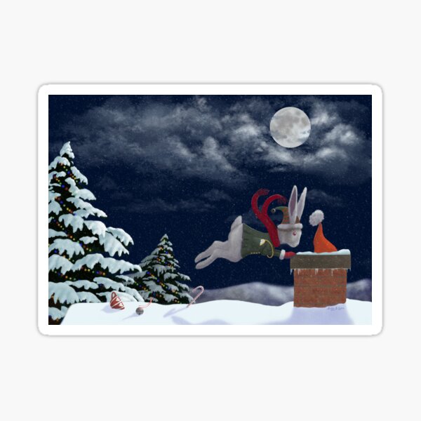 White Rabbit Christmas Sticker