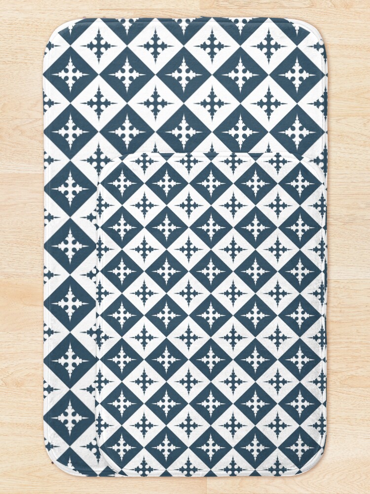 Alternate view of Tile pattern - Blue and White Bath Mat