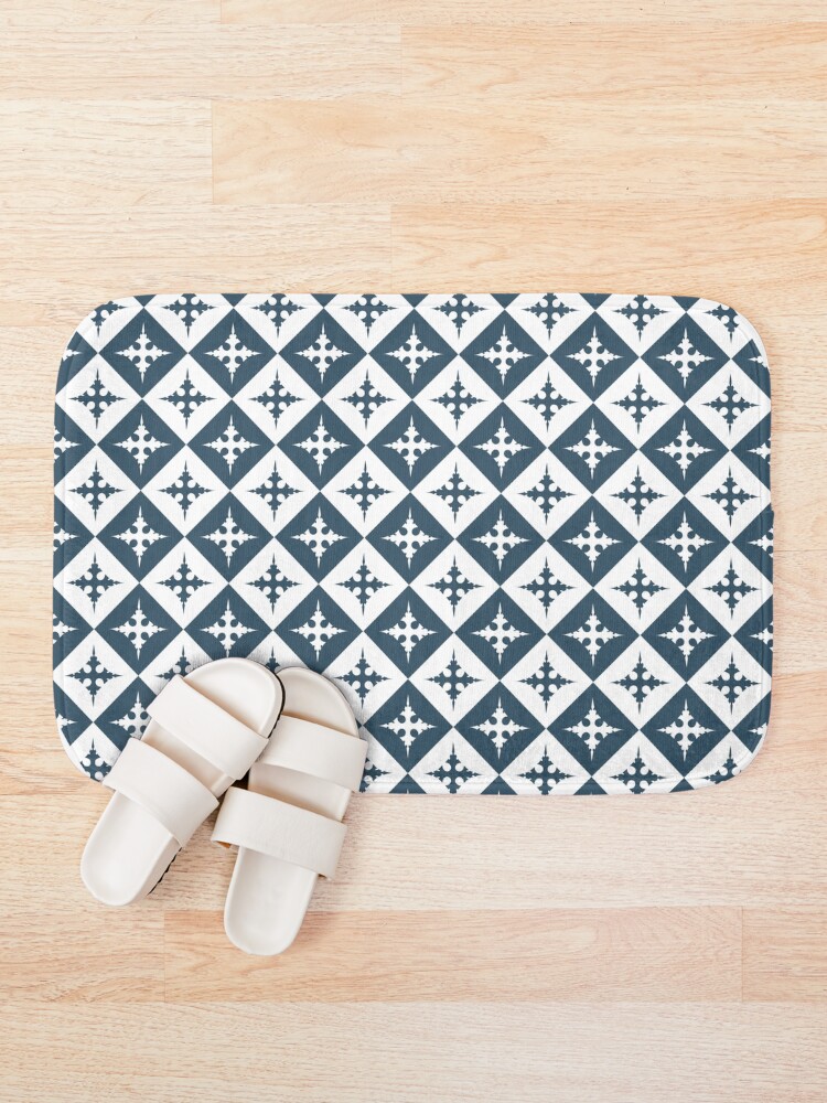 Alternate view of Tile pattern - Blue and White Bath Mat
