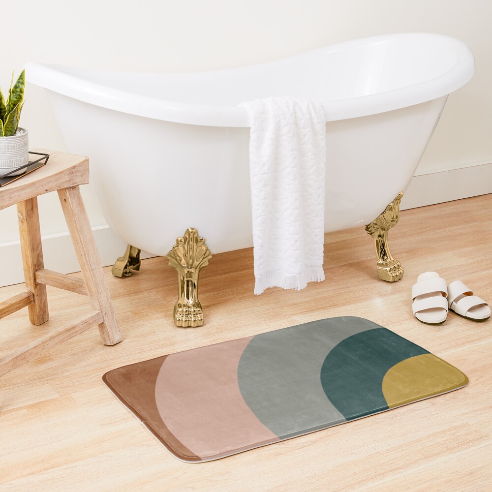 Alfombra de baño «Patrón minimalista de ondas sonoras en amarillo