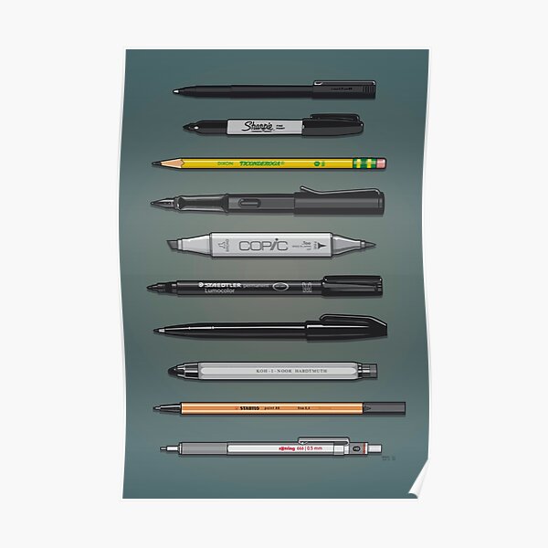 Pen Collection For Sketching And Drawing (Plain) Poster