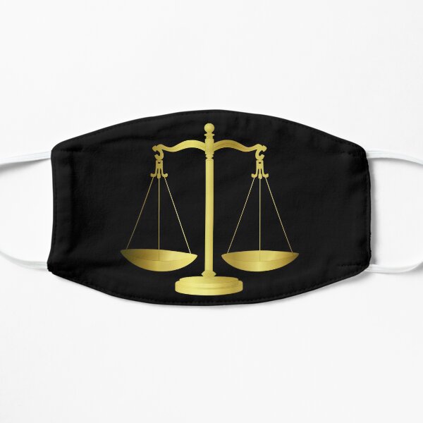 Gold Scales Of Justice on Black keeping law and Order Mask