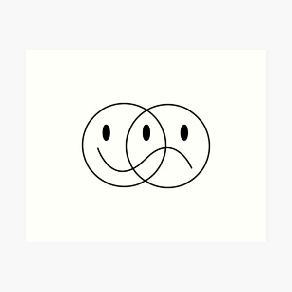 overlapping happy and sad face Sticker for Sale by keemsshop  Redbubble