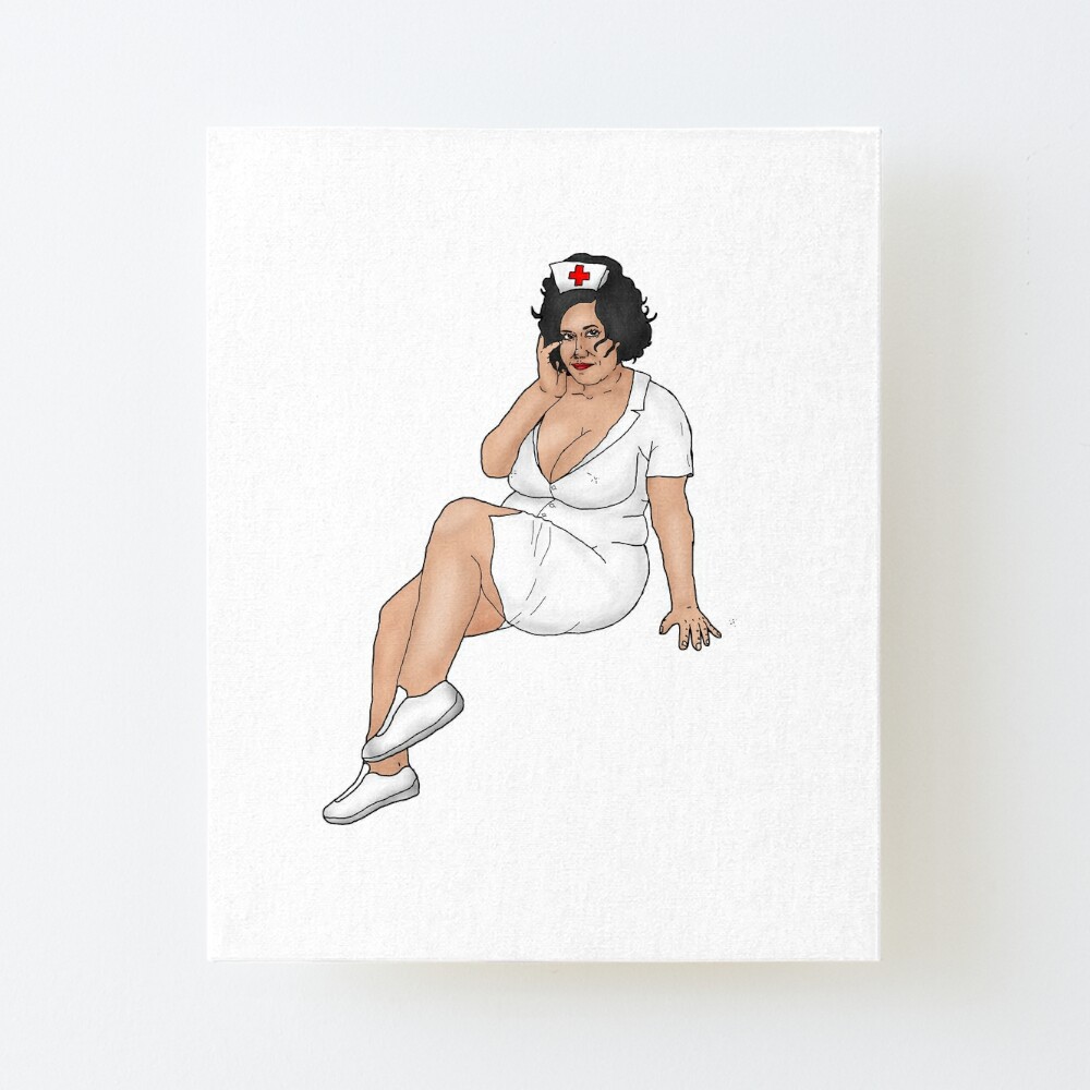 Pin-up BBW curvy nurse in sneakers/